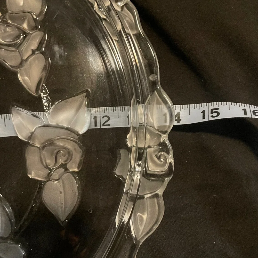VTG Bella Rosa Mikasa Elegant Glass Cake Plate Serving Platter with‎ Rose Design